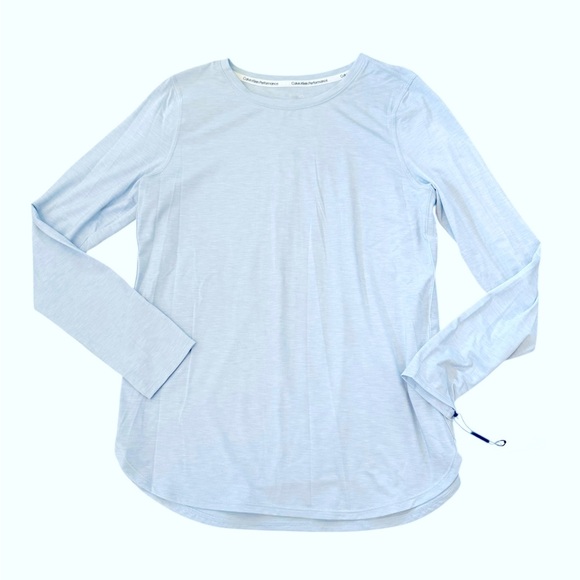 NWT Calvin Klein Performance Wick Long Sleeve Top Size Small Pale Blue - Picture 1 of 3